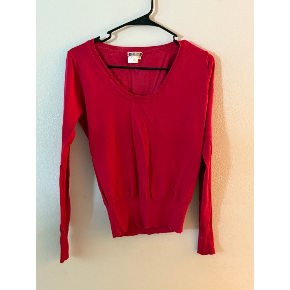 Filo Womens Red Sweater Boutique Size Medium NO FLAWS/MINT CONDITION